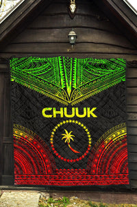 Chuuk Premium Quilt - Chuuk Flag Polynesian Chief Reggae Version - Polynesian Pride