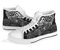 Tahiti Polynesian High Top Shoes - White Turtle Hibiscus Flowing - Polynesian Pride