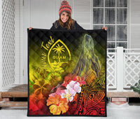 Guam Custom Personalised Premium Quilt - Humpback Whale with Tropical Flowers (Yellow) - Polynesian Pride