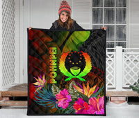 Pohnpei Polynesian Premium Quilt - Hibiscus and Banana Leaves - Polynesian Pride