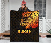 Sun In Leo Zodiac Premium Quilt Polynesian Tattoo Simple - Orange Black - Polynesian Pride