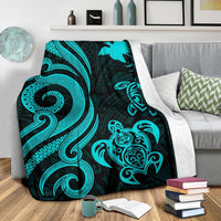 Papua New Guinea Premium Blanket - Turquoise Tentacle Turtle - Polynesian Pride