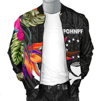 Pohnpei Men's Bomber Jacket - Polynesian Hibiscus Pattern - Polynesian Pride