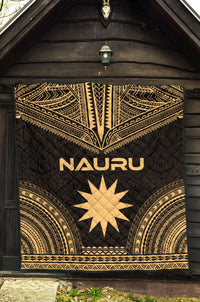 Nauru Premium Quilt - Nauru Flag Polynesian Chief Gold Version - Polynesian Pride