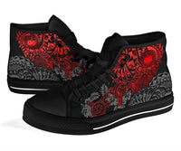 Samoa Polynesian High Top Shoes - Red Turtle Flowing - Polynesian Pride