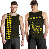 Hawaii Kakau Polynesian Hammerhead Shark Personalized Men's Tank Top - Yellow Yellow - Polynesian Pride