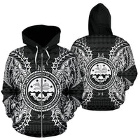 Federated States of Micronesian All Over Zip up Hoodie Map Black Unisex Black - Polynesian Pride