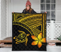 Hawaii Quilt - Hawaii Turtle Plumeria Quilt Yellow - Polynesian Pride