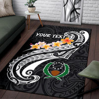 Pohnpei Custom Personalised Area Rug - Pohnpei Seal Polynesian Patterns Plumeria (Black) Black - Polynesian Pride