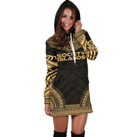 Society Islands Women's Hoodie Dress - Polynesian Gold Chief - Polynesian Pride