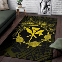 Hawaii Kanaka Turtle Hibiscus Polynesian Rug - Anthea Style Yellow - Polynesian Pride