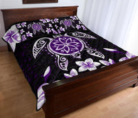 Hawaiian Violet Turtle Plumeria Quilt Bed Set - Polynesian Pride