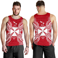 Wallis And Futuna Polynesian Men Tank Top Map Red White - Polynesian Pride