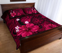 Hawaii Turtle Poly Tribal Quilt Bed Set - Pink - Polynesian Pride