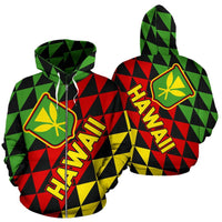 Hawaiii Zip up Hoodie Hawaii Kanaka Maoli Flag Unisex White - Polynesian Pride