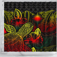Marshall Islands Shower Curtain Turtle Hibiscus Reggae - Polynesian Pride