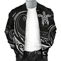 Hawaii Turtle Polynesian Mens Bomber Jacket - White - Frida Style - Polynesian Pride