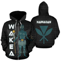Polynesian Hawaii Zip up Hoodie Wakea Hawaiian God of the Myths and Legends Unisex Black - Polynesian Pride