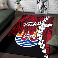 Tahiti Polynesian Are Rug - Tribal Wave Tattoo Flag Style - Polynesian Pride
