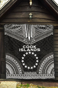 Cook Islands Premium Quilt - Cook Islands Flag Polynesian Chief Black Version - Polynesian Pride
