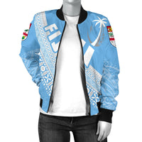 (Custom Personalised) Fiji Tapa Rugby Women Bomber Jacket version Style You Win - Blue - Polynesian Pride