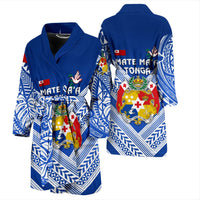 Mate Ma'a Tonga Rugby Men's Bath Robe Polynesian Creative Style - Blue - Polynesian Pride