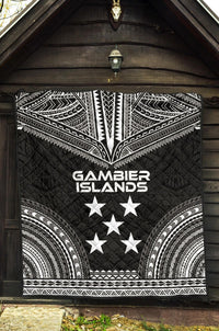 Gambier Islands Premium Quilt - Gambier Islands Flag Polynesian Chief Black Version - Polynesian Pride
