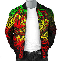 Vanuatu Polynesian Men's Bomber Jacket - Reggae Shark Polynesian Tattoo - Polynesian Pride