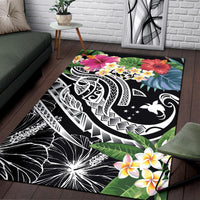 Papua New Guinea Polynesian Area Rug - Summer Plumeria (Black) - Polynesian Pride