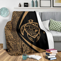Hawaii Turtle Map Polynesian Premium Blanket - Gold - Circle Style - Polynesian Pride