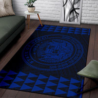 Kakau Seal Of Hawaii Polynesian - Blue Rug - Polynesian Pride
