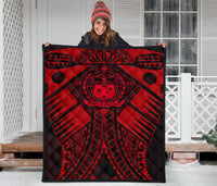Samoa Polynesian Premium Quilt - Samoa Red Seal with Polynesian Tattoo - Polynesian Pride