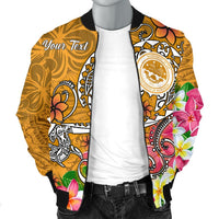 FSM Custom Personalised Men's Bomber Jacket - Turtle Plumeria (Gold) - Polynesian Pride