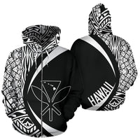 Polynesian Kanaka Maoli Map of Hawaii Zip Hoodie White Circle Style Unisex White - Polynesian Pride