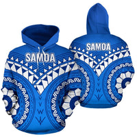 Samoa Polynesian Tribal Pattern All Over Hoodie Unisex Blue - Polynesian Pride