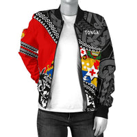 Tonga Women'S Bomber Jacket Polynesian Style Fall In The Wave - Polynesian Pride
