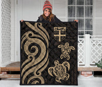 Fiji Polynesian Premium Quilt - Gold Tentacle Turtle - Polynesian Pride
