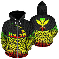Hawaii Polynesian Zip up Hoodie Reggae Pride Map and Seal Unisex Reggae - Polynesian Pride