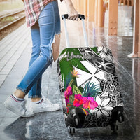 Wallis And Futua Custom Personalised Luggage Covers White - Turtle Plumeria Banana Leaf - Polynesian Pride