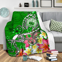 Samoa Premium Blanket - Turtle Plumeria (Green) - Polynesian Pride