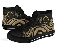 Cook Islands High Top Canvas Shoe - Gold Tentacle Turtle - Polynesian Pride