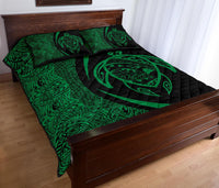 Hawaii Turtle Map Polynesian Quilt Bed Set - Green - Circle Style - Polynesian Pride
