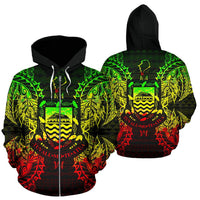Tuvalu Polynesian All Over Zip up Hoodie Map Reggae Unisex Reggae - Polynesian Pride