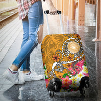 American Samoa Polynesian Luggage Covers - Turtle Plumeria (Gold) - Polynesian Pride