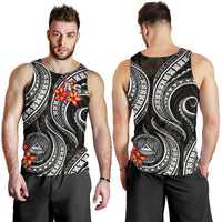 American Samoa Polynesian Men Tank Top - Black Plumeria BLACK - Polynesian Pride
