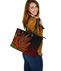 Polynesian Hawaii Large Leather Tote Bag - Ohia Lehua - Polynesian Pride
