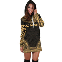 Northern Mariana Islands Women's Hoodie Dress - Polynesian Gold Chief - Polynesian Pride