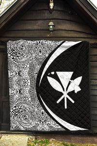 Hawaii Kanaka Polynesian Black And White Premium Quilt - Circle Style - Polynesian Pride