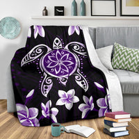 Hawaiian Violet Turtle Plumeria Blanket - Polynesian Pride