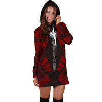 Marshall Islands Hoodie Dress - Polynesian Tattoo Red - Polynesian Pride